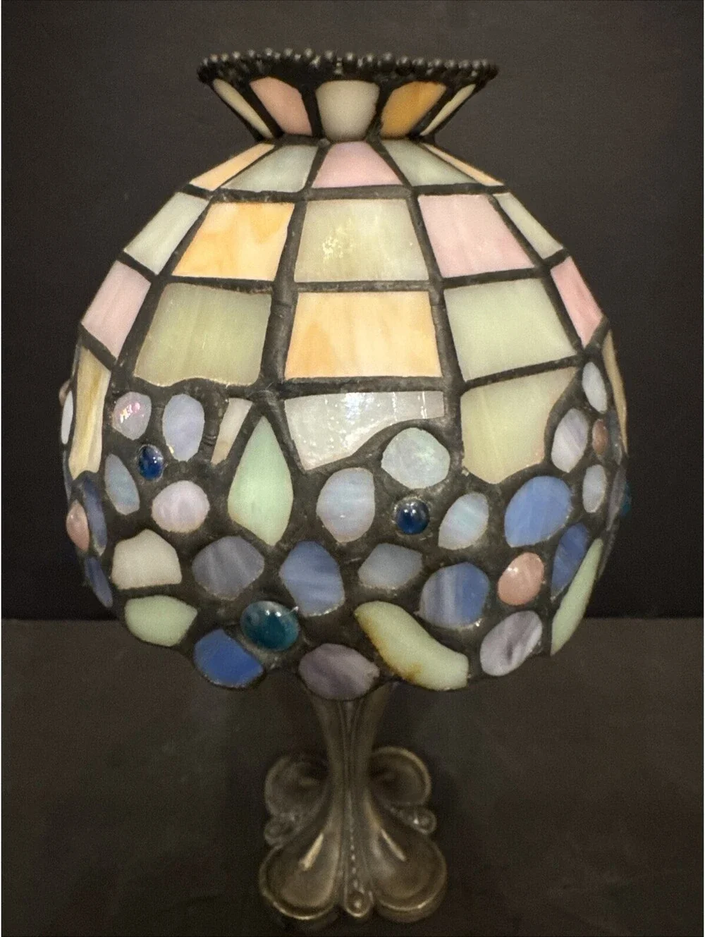 PartyLite Hydrangea Mosaic Tiffany Style Votive Candle Lamp Antique Bronze